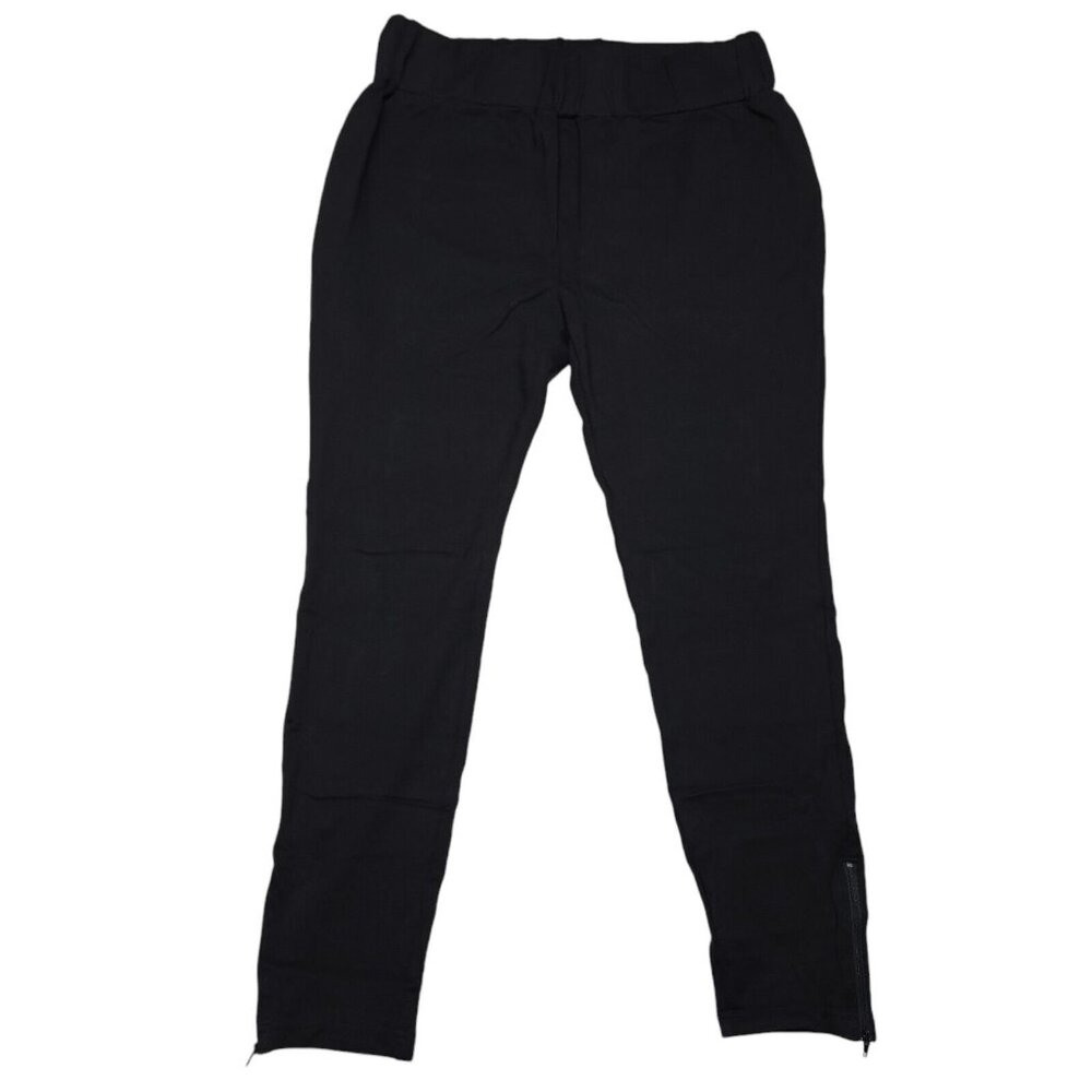 K‎ Jordan Pants Womens Plus 1X Black Tapered Jogger Ankle Zip Stretch